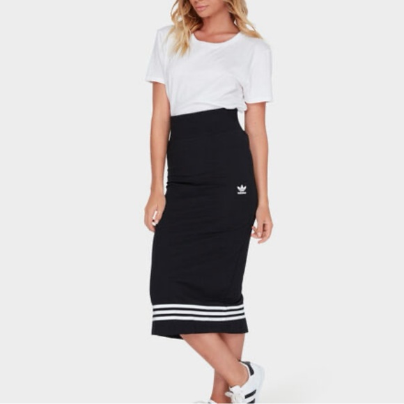 Adidas pencil skirt-midi length-elastic waistband-back slit, high waisted - Picture 3 of 13